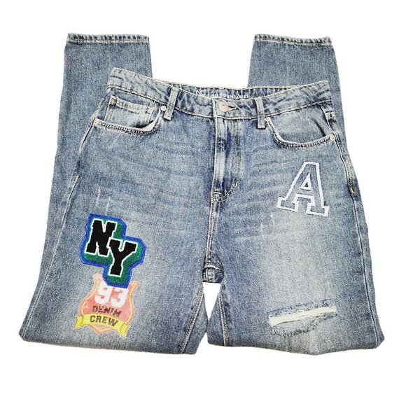 New York Patchwork Jeans - Size 6 - High Rise - Mom Jeans - Distressed - Picture 2 of 10
